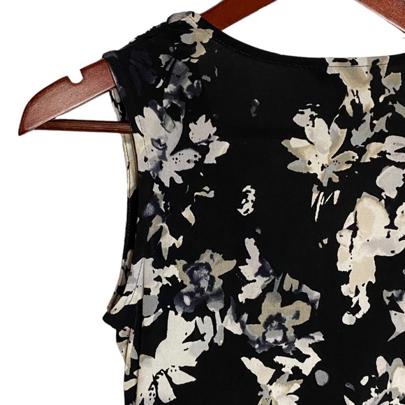 Daisy Fuentes Petites Mini Dress Empire Waist A-Line Floral Black White SP PS - Picture 10 of 15